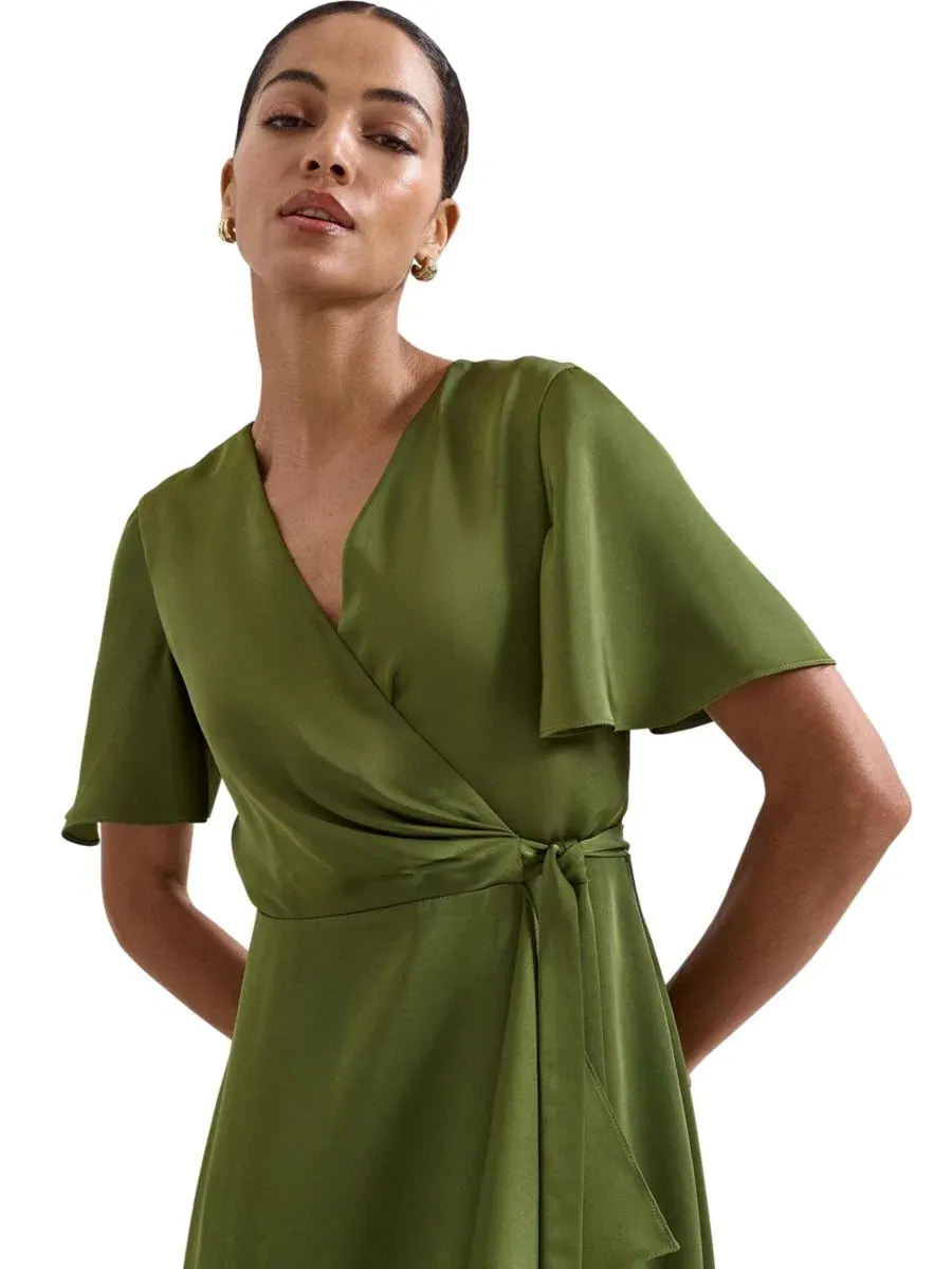 Платье миди с запахом Julissa V-Neck Satin Phase Eight — изображение 3 из 7, зеленый