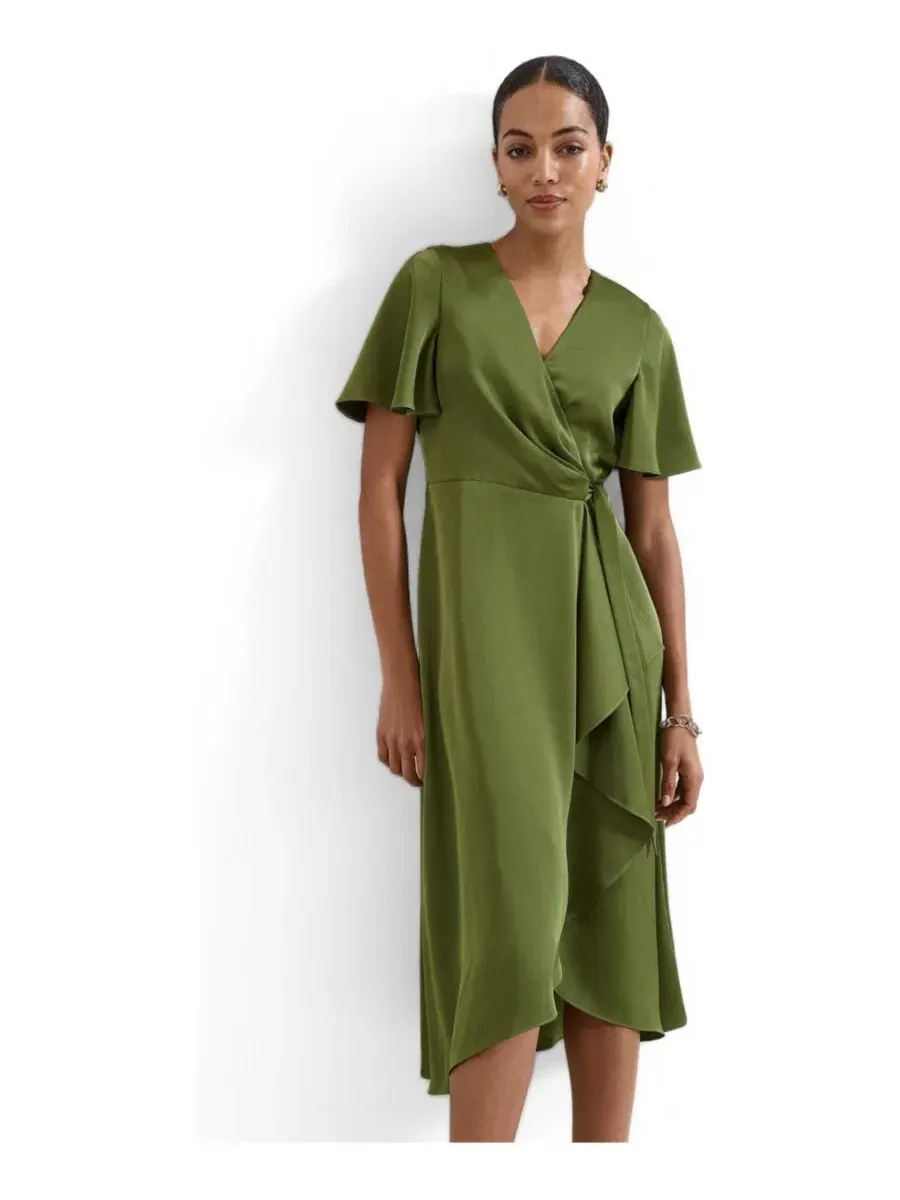Платье миди с запахом Julissa V-Neck Satin Phase Eight — изображение 4 из 7, зеленый