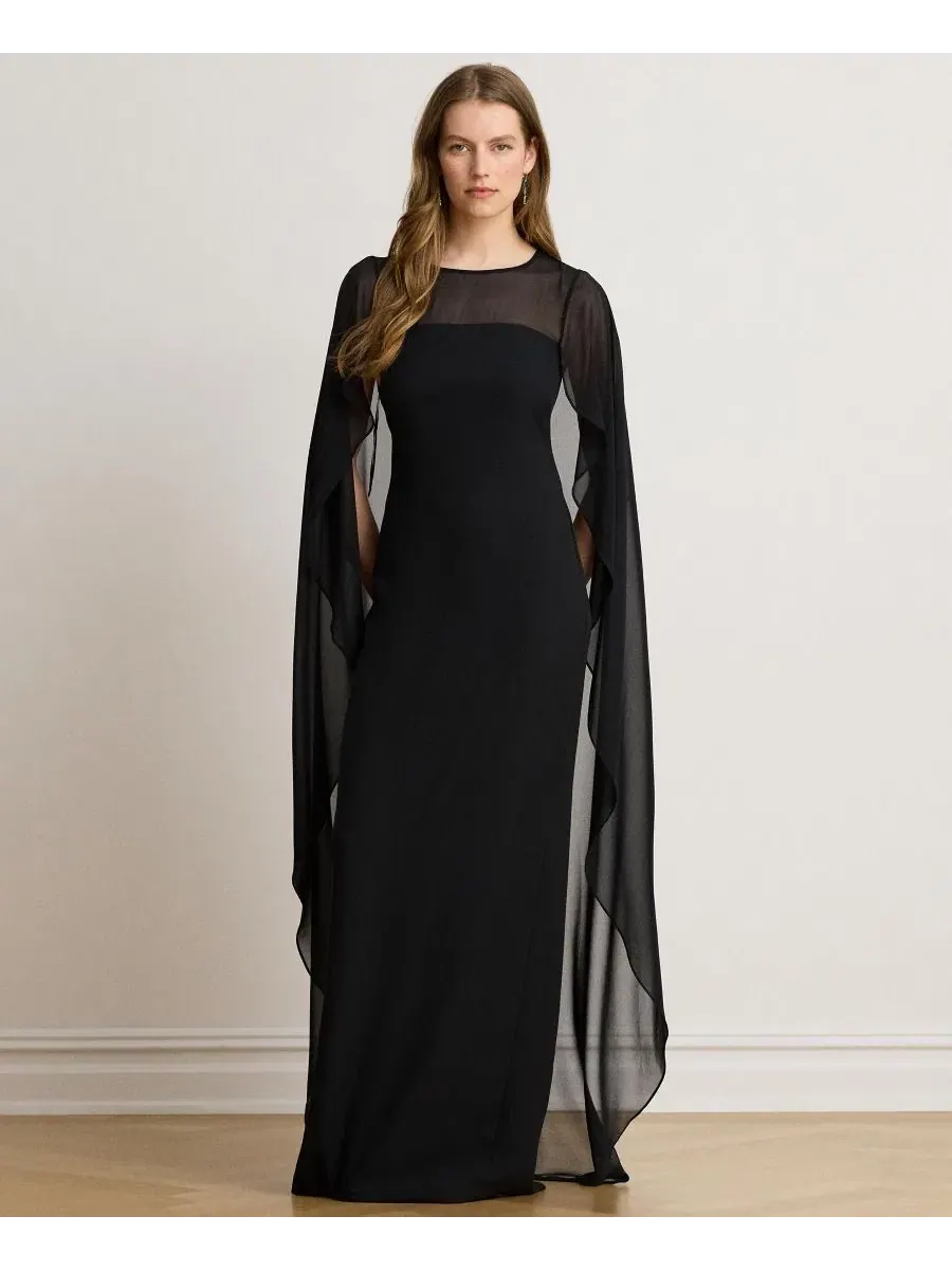Платье-накидка из жоржетта Lauren Ralph Lauren — изображение 2 из 6, черный