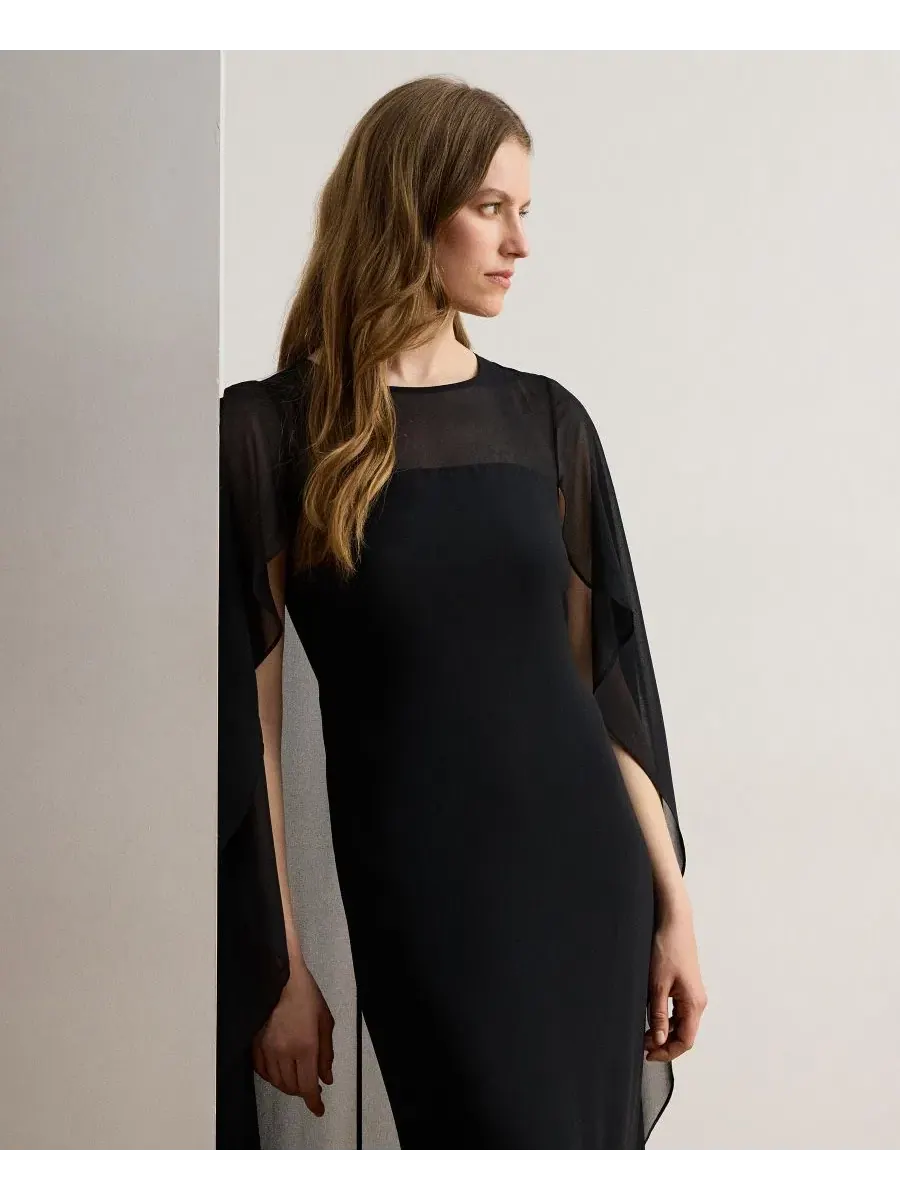 Платье-накидка из жоржетта Lauren Ralph Lauren — изображение 3 из 6, черный