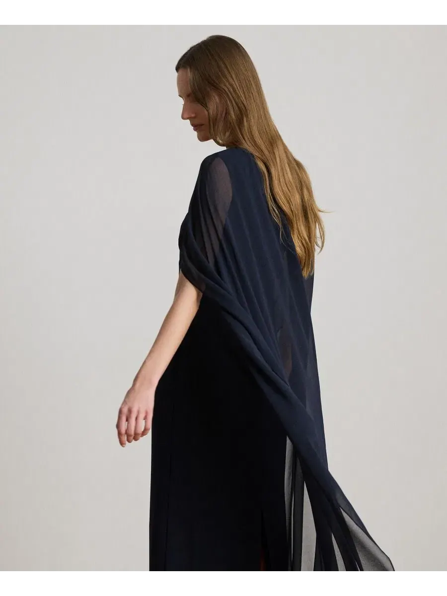 Платье-накидка из жоржетта Lauren Ralph Lauren — изображение 3 из 4, темно-синий
