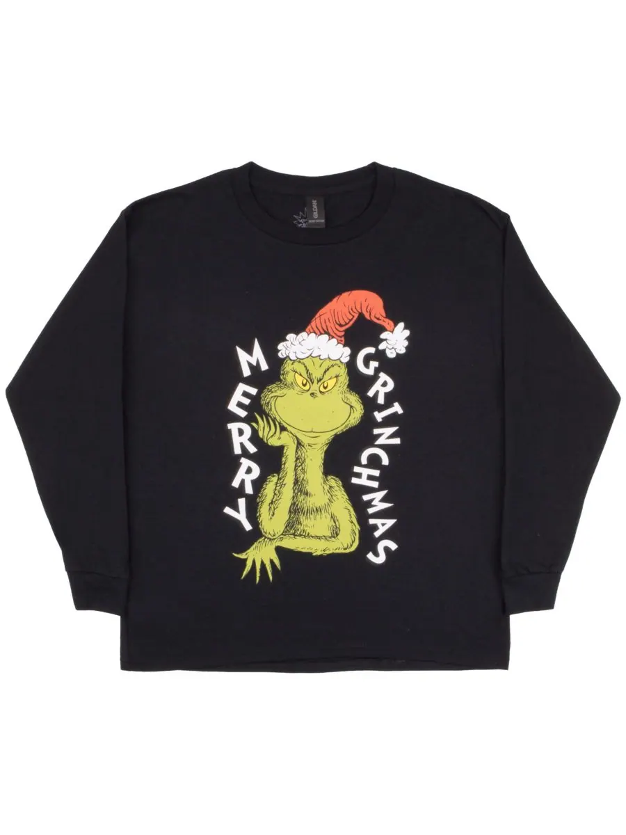 Детская рождественская футболка с длинным рукавом The Grinch — черный