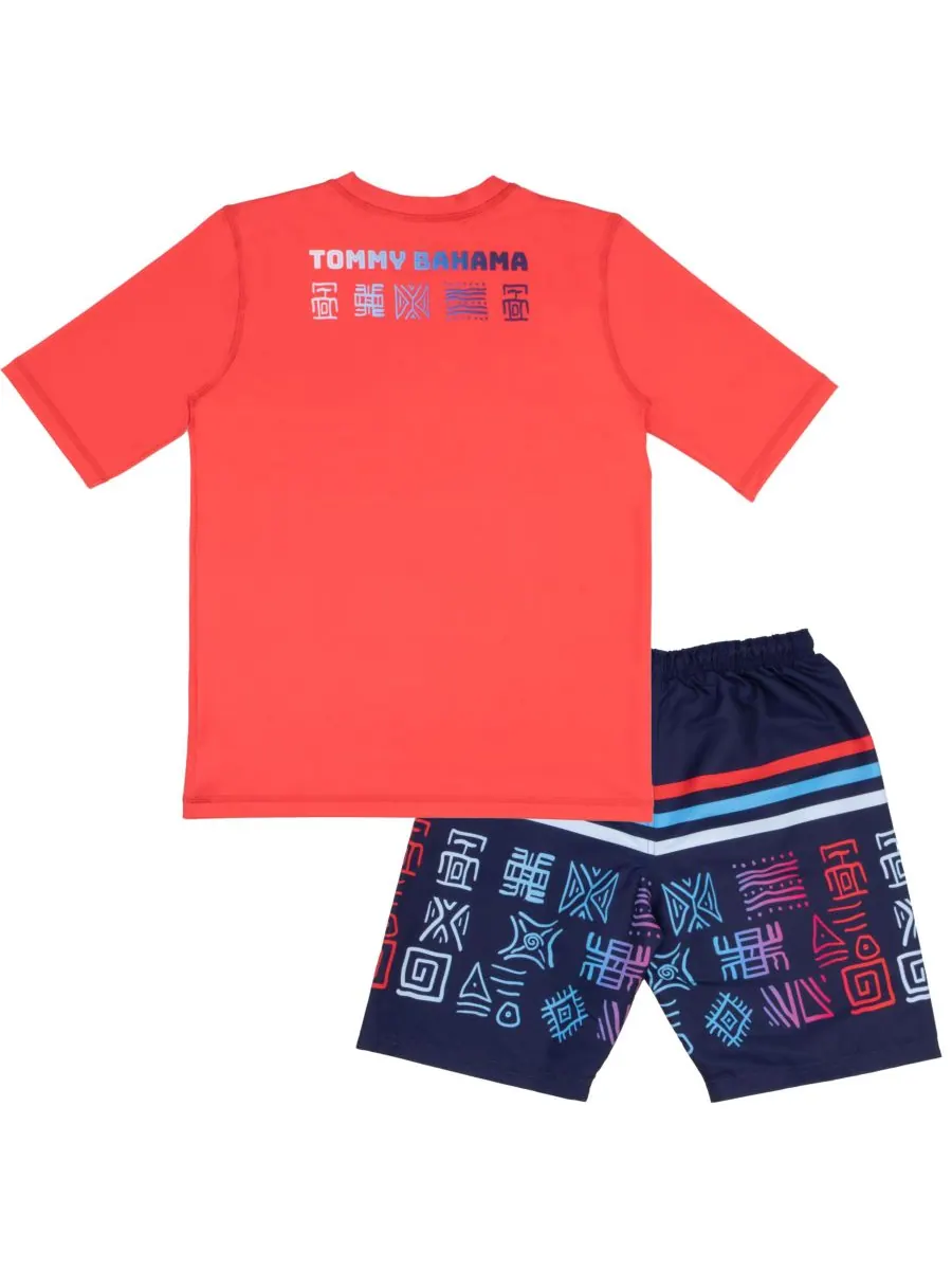 Комплект из двух частей: рашгард и плавки для мальчиков Tommy Bahama — изображение 3 из 3, красный