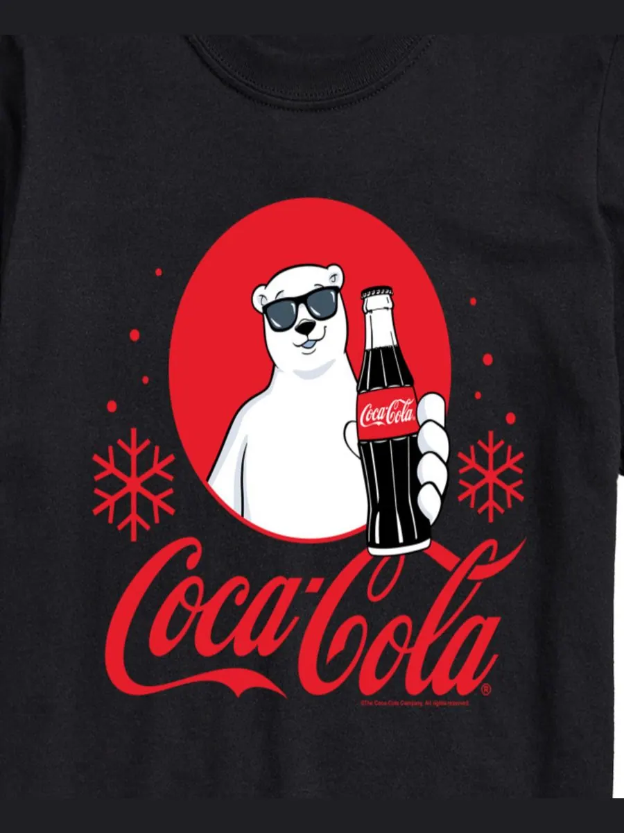 Мужская футболка с круглым вырезом и принтом Coca-Cola: белый медведь и снежинки AIRWAVES — изображение 3 из 3, черный