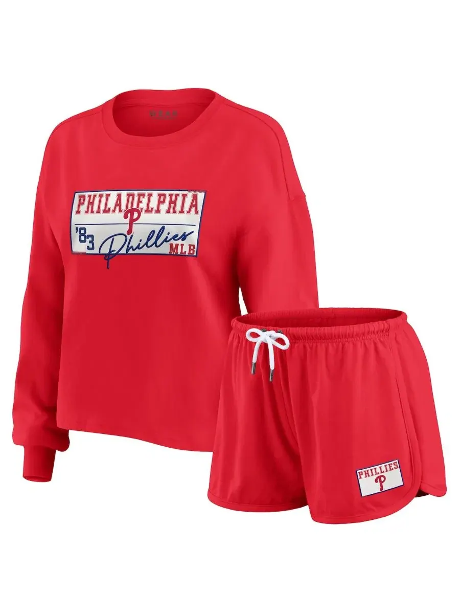 Комплект из футболки с длинным рукавом и шорт с принтом Philadelphia Phillies WEAR by Erin Andrews