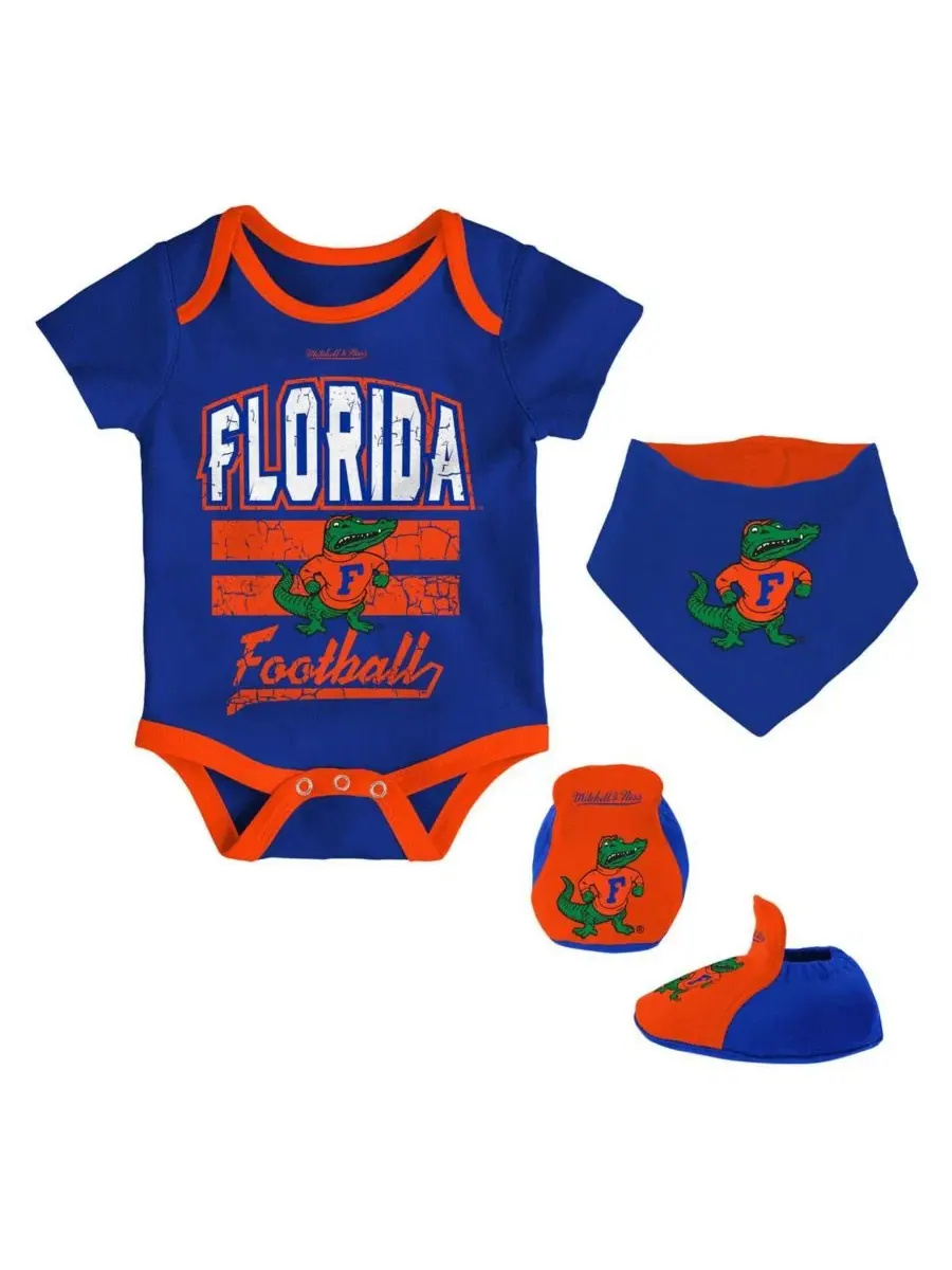 Комплект из 3 предметов для малышей: боди, слюнявчик и пинетки Florida Gators Mitchell & Ness — изображение 1 из 4