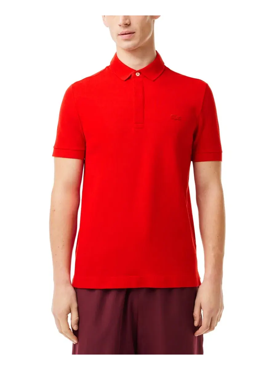 Мужское поло из хлопка с эластаном Paris Lacoste — изображение 1 из 4, красный
