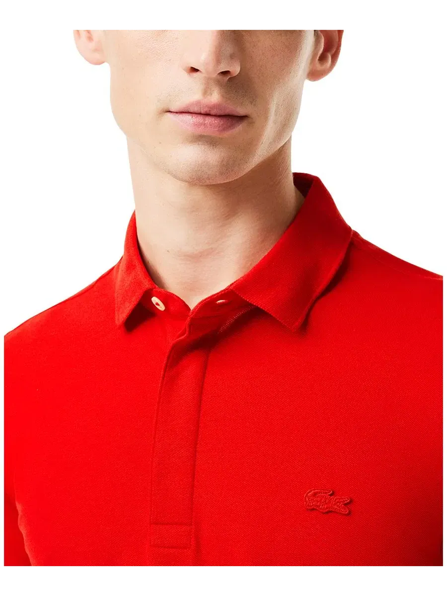 Мужское поло из хлопка с эластаном Paris Lacoste — изображение 3 из 4, красный