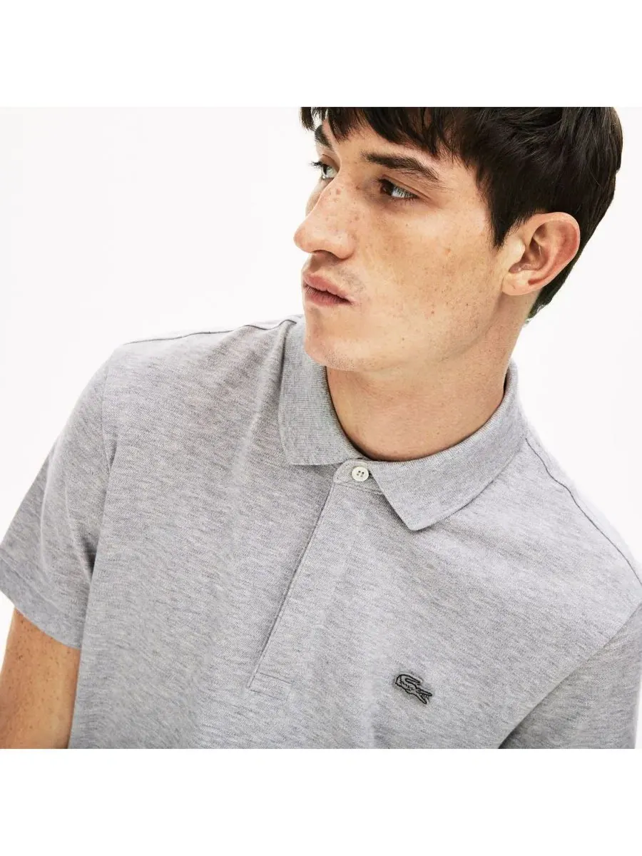 Поло из хлопка с эластаном Paris Polo Shirt Lacoste — изображение 2 из 8, серебристый