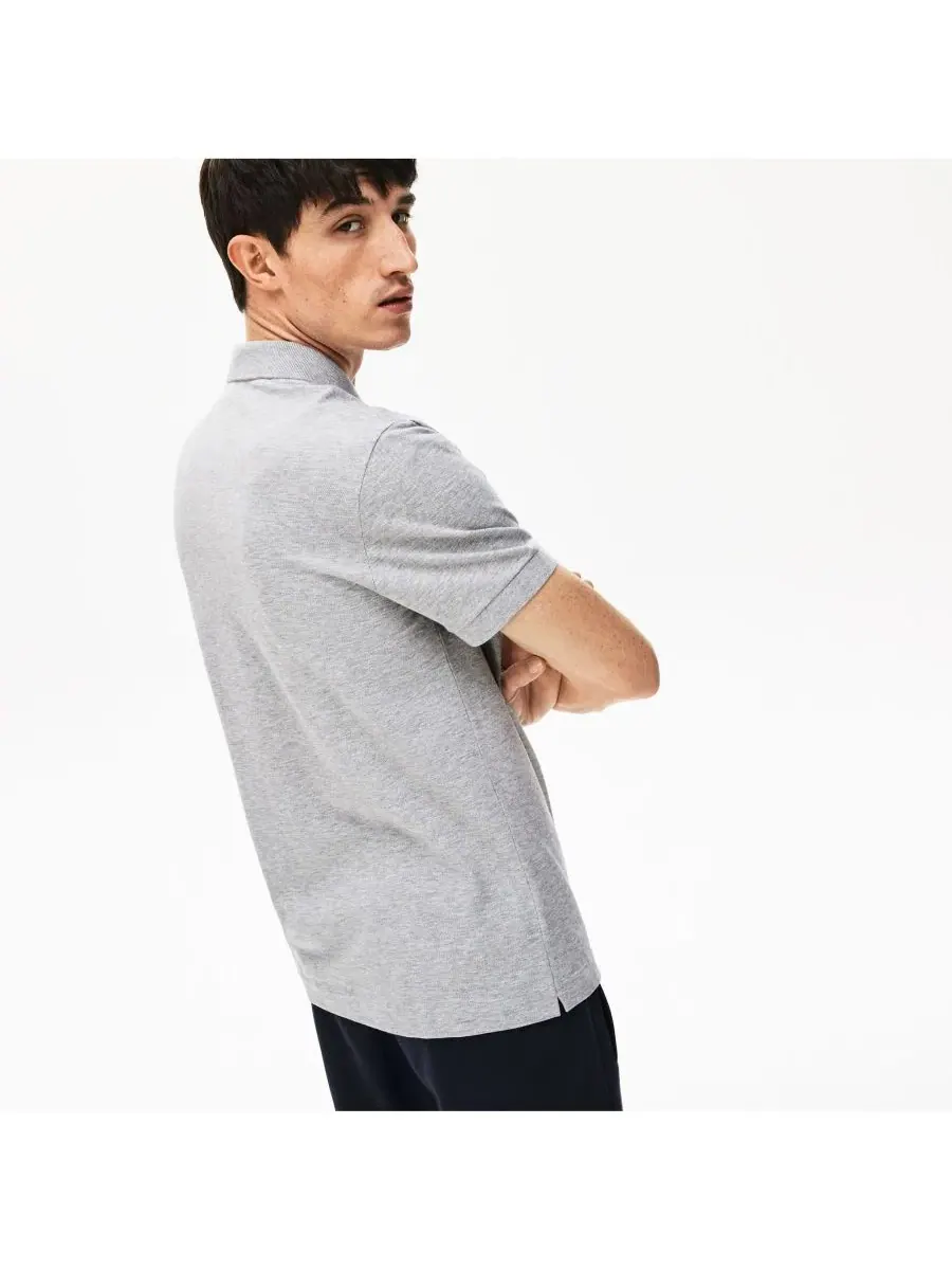 Поло из хлопка с эластаном Paris Polo Shirt Lacoste — изображение 4 из 8, серебристый