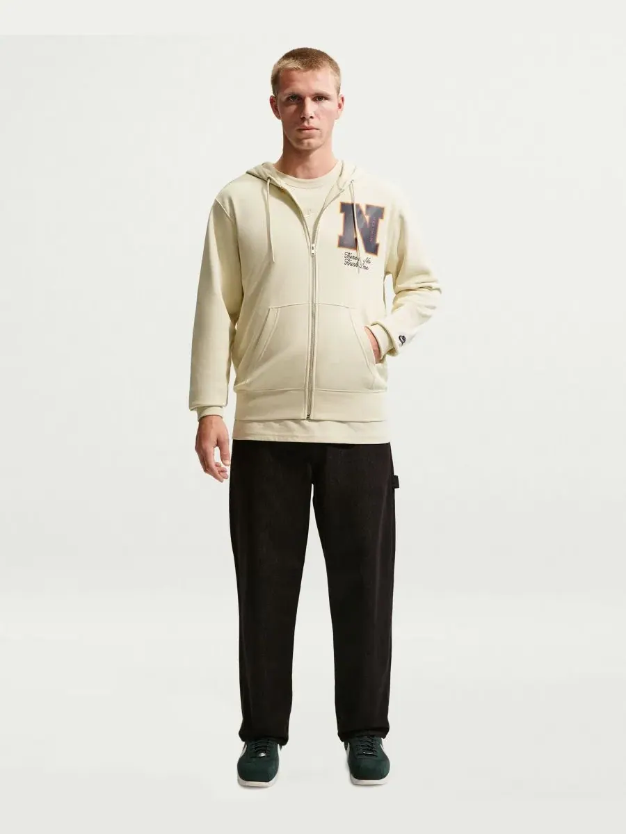 Худи Nike Sportswear Club French Terry с полной застежкой-молнией — изображение 1 из 8, светлый хаки