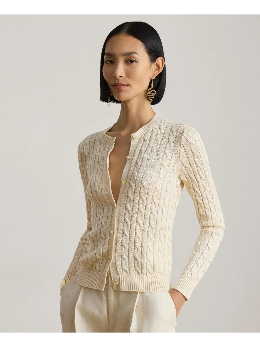 Кардиган женский с пуговицами Lauren Ralph Lauren — изображение 1 из 6, кремовый