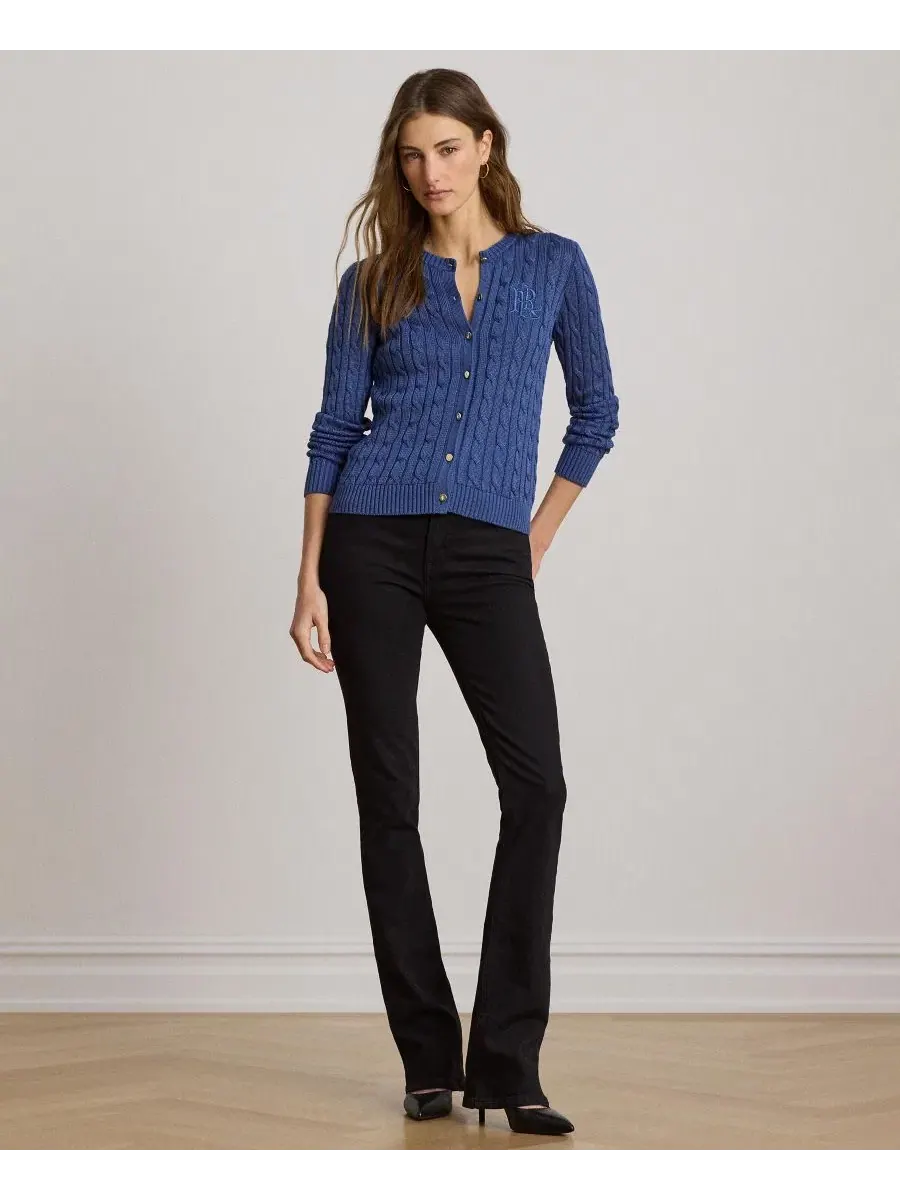 Кардиган с пуговицами и логотипом Lauren Ralph Lauren — изображение 3 из 6, синий