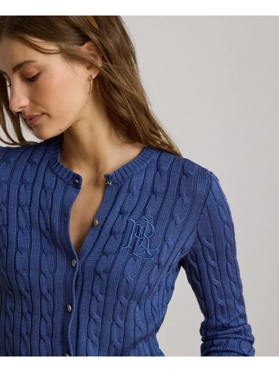 Кардиган с пуговицами и логотипом Lauren Ralph Lauren — изображение 4 из 6, синий