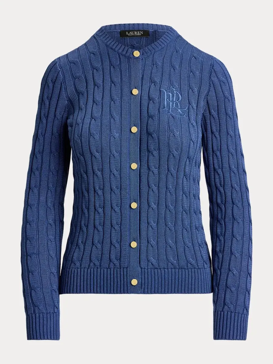 Кардиган с пуговицами и логотипом Lauren Ralph Lauren — изображение 6 из 6, синий