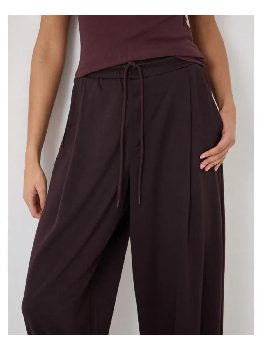 Женские брюки свободного кроя Sephy Bubble Hem Jersey Hush — изображение 5 из 6, темный винный красный