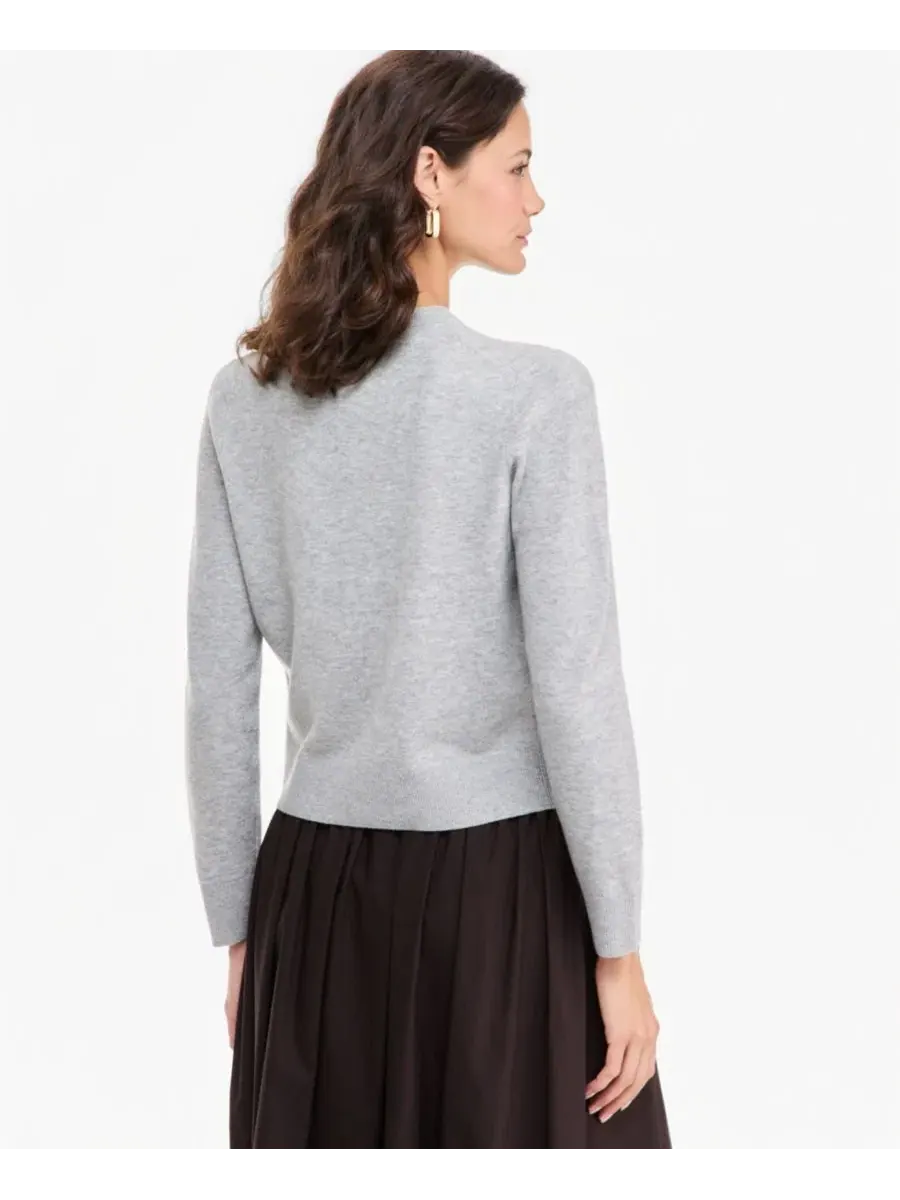 Кардиган женский с длинным рукавом, модель Crewneck On 34th — изображение 2 из 5, светлый серый