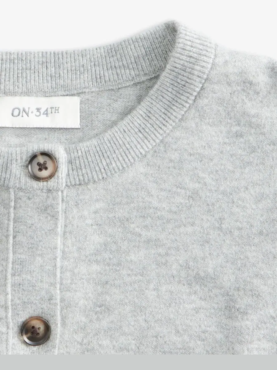 Кардиган женский с длинным рукавом, модель Crewneck On 34th — изображение 5 из 5, светлый серый
