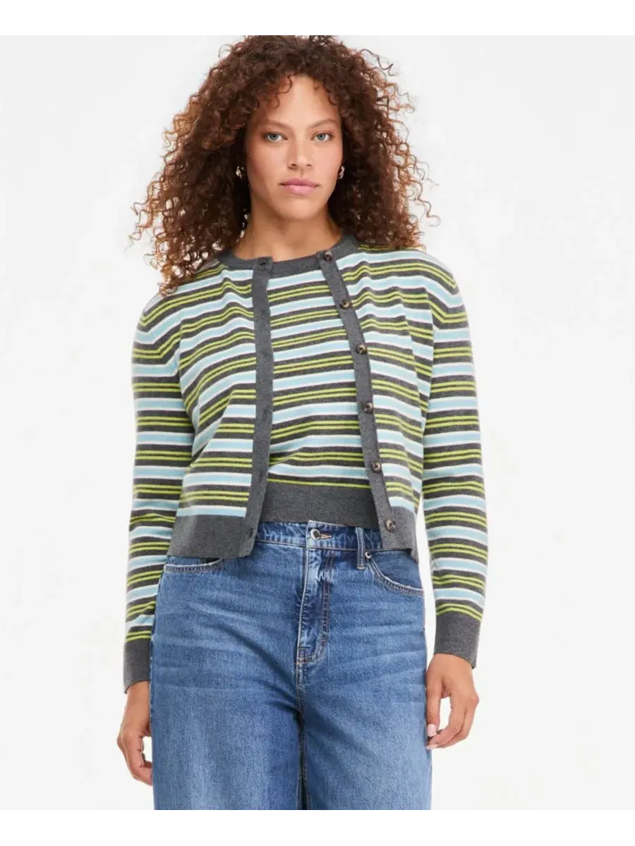 Женский кардиган с длинным рукавом и круглым вырезом, модель Crewneck On 34th