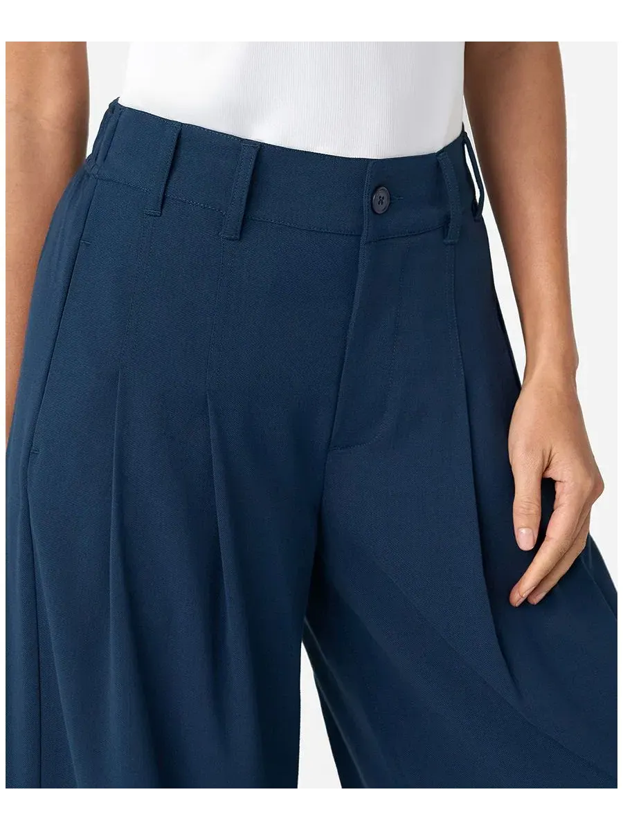 Брюки женские с высокой посадкой, плиссированные, широкие, Petite High-Rise Pleated Wide-Leg — изображение 3 из 4