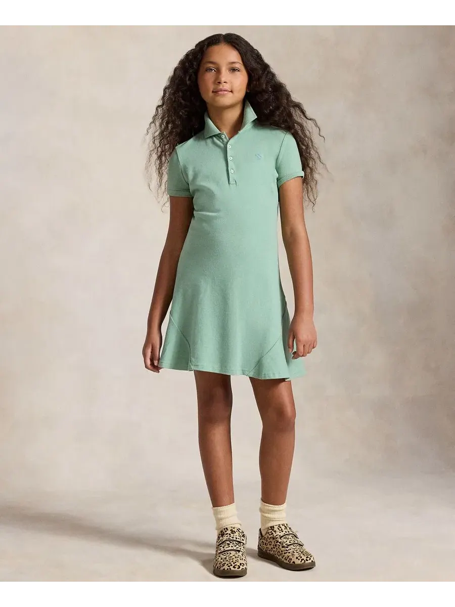 Платье-поло с коротким рукавом из хлопкового трикотажа Polo Ralph Lauren — изображение 1 из 6, мятный
