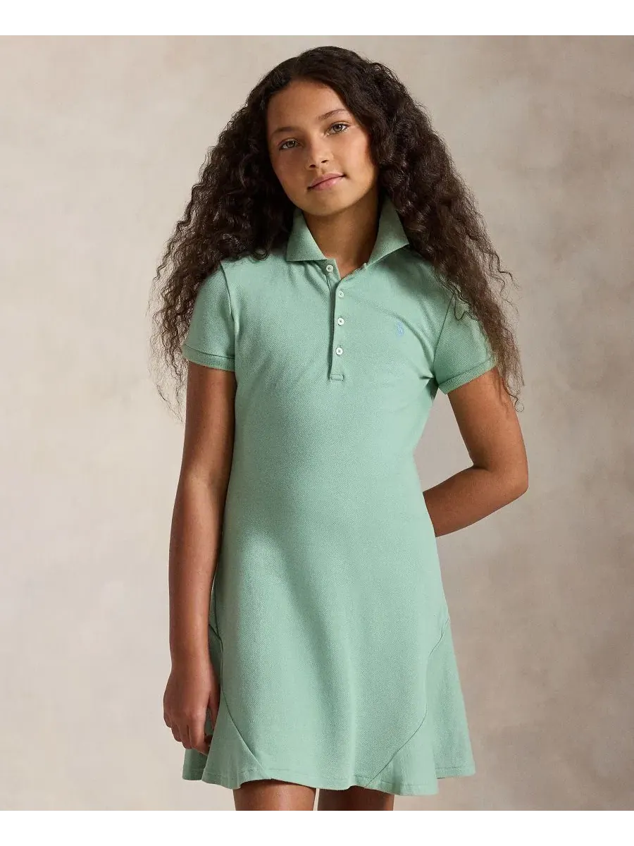 Платье-поло с коротким рукавом из хлопкового трикотажа Polo Ralph Lauren — изображение 2 из 6, мятный