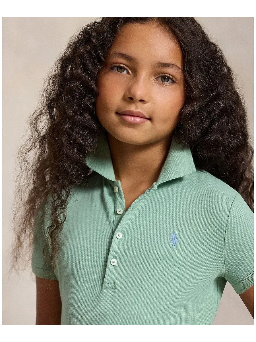 Платье-поло с коротким рукавом из хлопкового трикотажа Polo Ralph Lauren — изображение 3 из 6, мятный