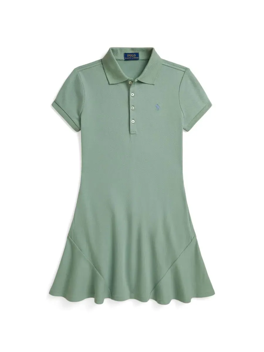 Платье-поло с коротким рукавом из хлопкового трикотажа Polo Ralph Lauren — изображение 4 из 6, мятный