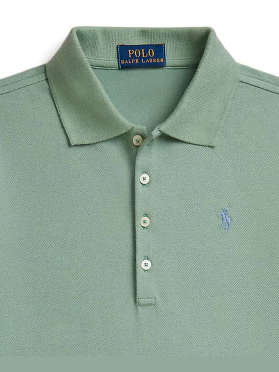Платье-поло с коротким рукавом из хлопкового трикотажа Polo Ralph Lauren — изображение 6 из 6, мятный