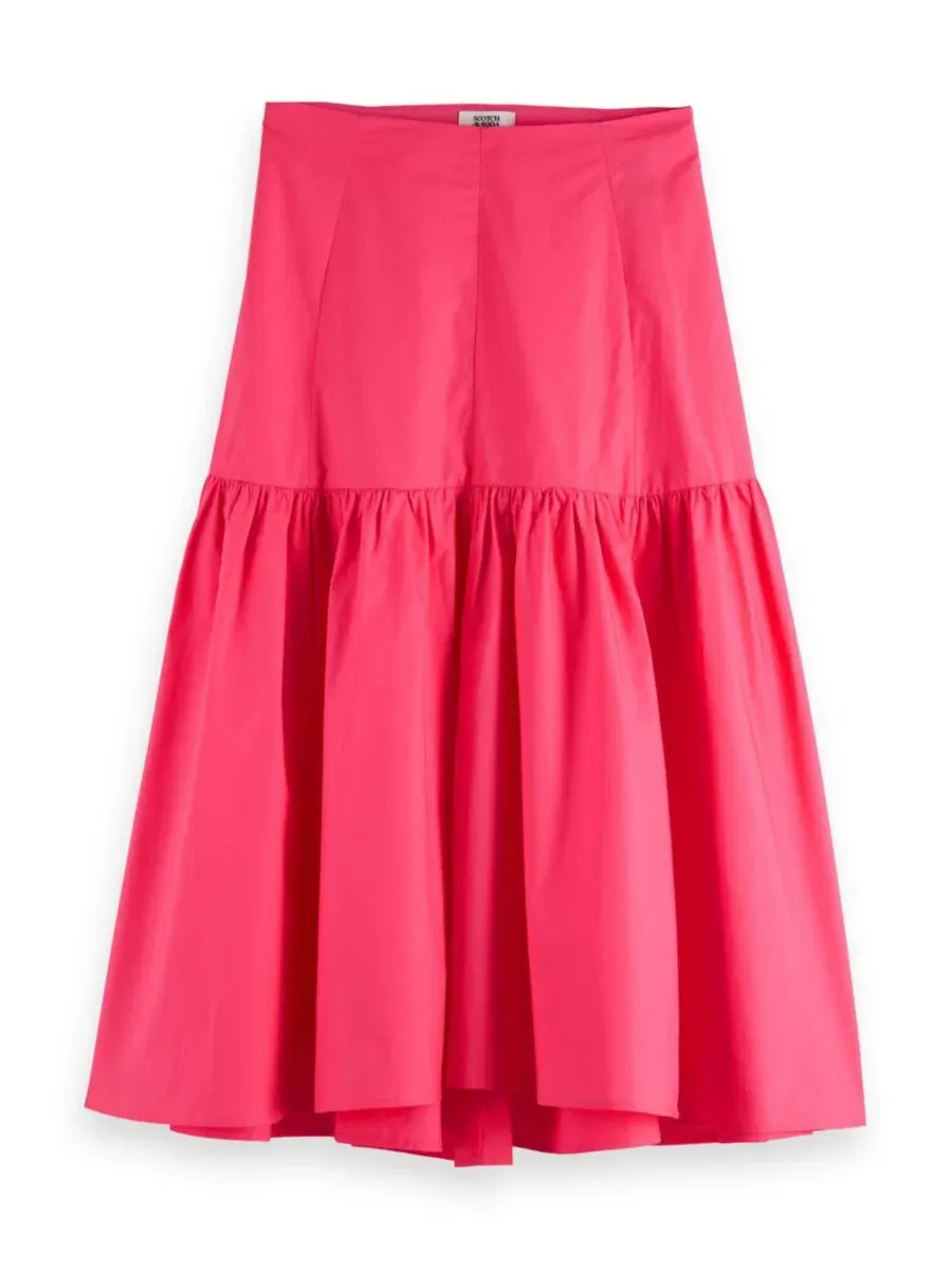 Юбка макси на высокой талии с ярусами A-line, модель High Rise Maxi Skirt SCOTCH & SODA — изображение 4 из 5, розовый