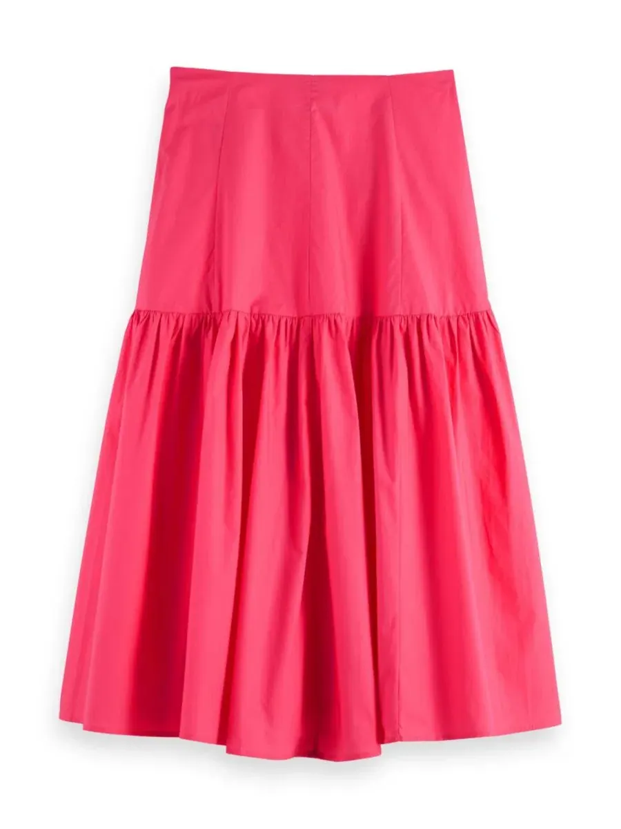 Юбка макси на высокой талии с ярусами A-line, модель High Rise Maxi Skirt SCOTCH & SODA — изображение 5 из 5, розовый