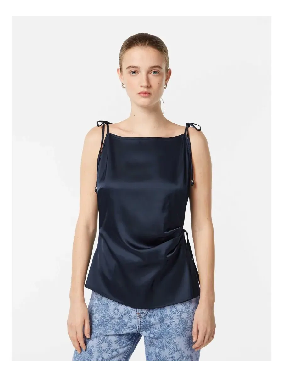 Женский атласный топ без рукавов с завязками SCOTCH & SODA — изображение 1 из 6, синий