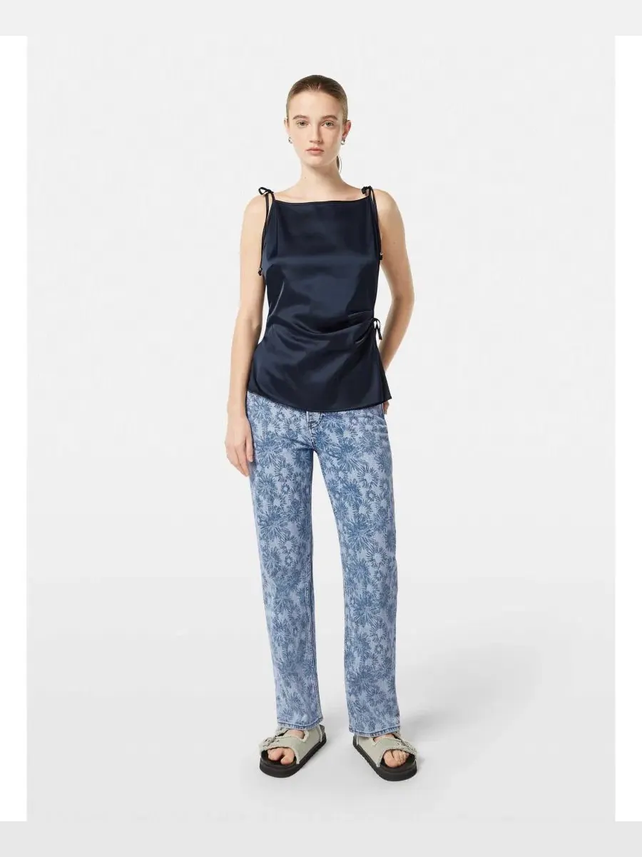 Женский атласный топ без рукавов с завязками SCOTCH & SODA — изображение 2 из 6, синий