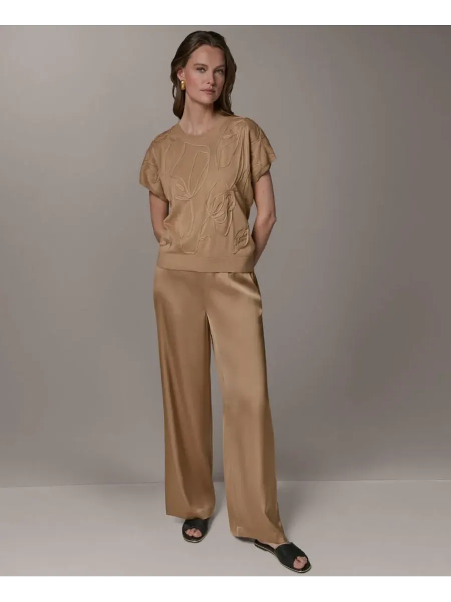 Свитер с коротким рукавом и геометрической вышивкой Donna Karan New York — изображение 2 из 6, олененок
