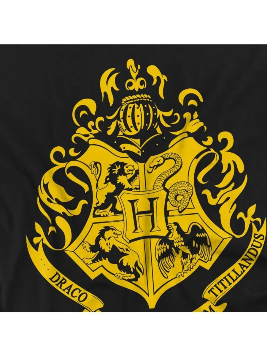 Мужская футболка с гербом Хогвартса Harry Potter — изображение 2 из 3, черный