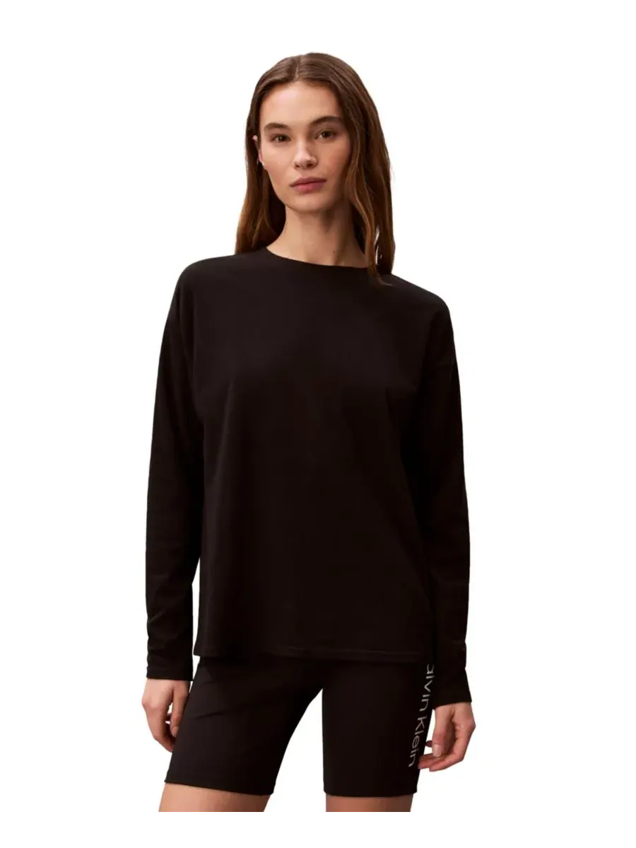 Женская классическая футболка с длинными рукавами Calvin Klein Performance — изображение 1 из 5, черный