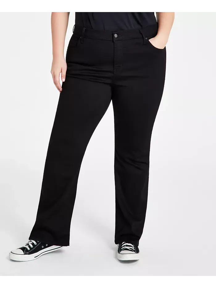 Модные джинсы с высокой посадкой и расклешенными штанинами Plus Size 725 Levi's — изображение 1 из 6, черный