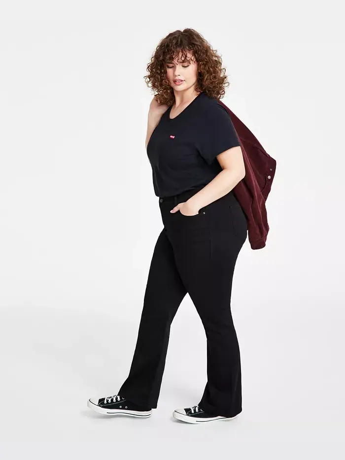 Модные джинсы с высокой посадкой и расклешенными штанинами Plus Size 725 Levi's — изображение 3 из 6, черный