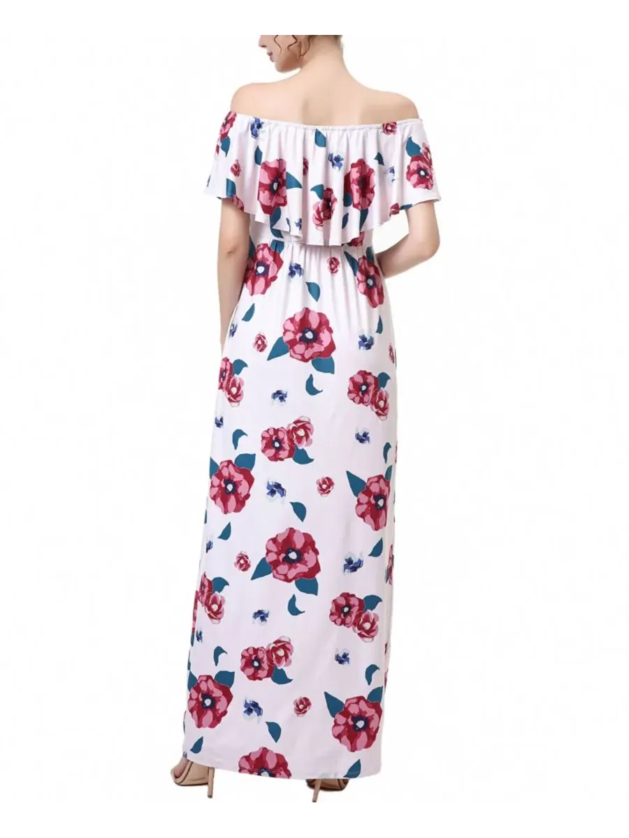 Длинное платье для беременных с цветочным принтом для кормящих мам Kimi + Kai — изображение 3 из 3, мульти