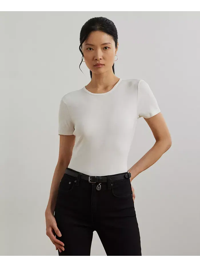 Футболка из стрейч-трикотажа, Regular & Petite Lauren Ralph Lauren — изображение 1 из 5, белый