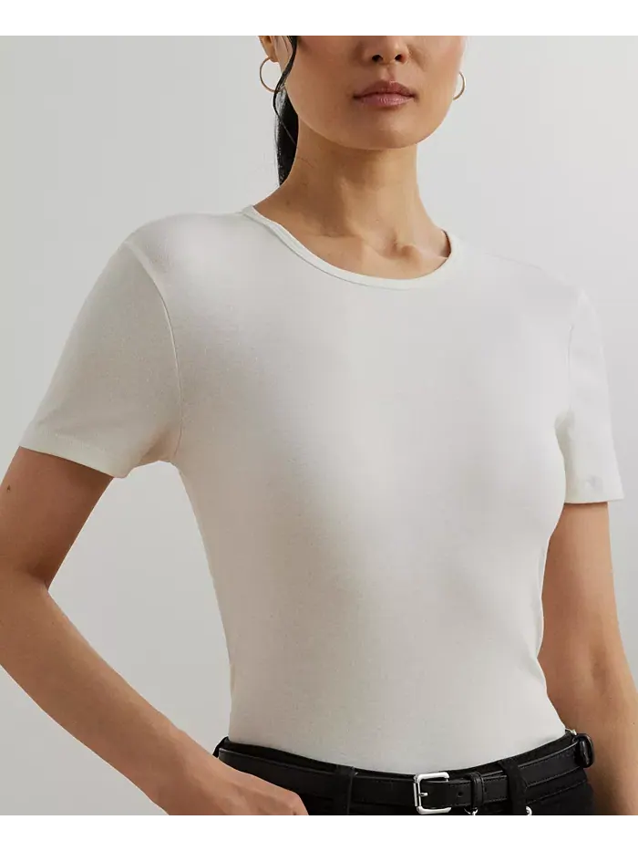 Футболка из стрейч-трикотажа, Regular & Petite Lauren Ralph Lauren — изображение 3 из 5, белый
