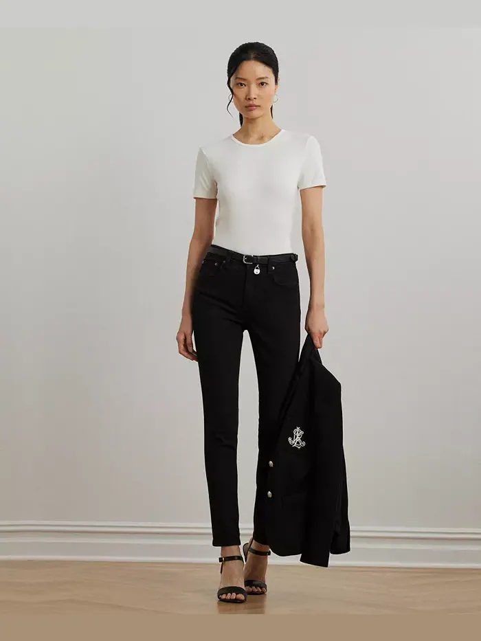 Футболка из стрейч-трикотажа, Regular & Petite Lauren Ralph Lauren — изображение 4 из 5, белый