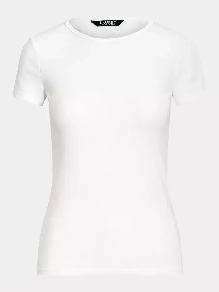 Футболка из стрейч-трикотажа, Regular & Petite Lauren Ralph Lauren — изображение 5 из 5, белый