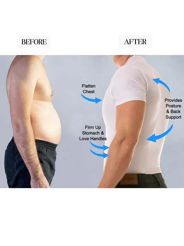 Мужские компрессионные футболки с коротким рукавом и круглым вырезом Insta Slim, 3 шт., большие — изображение 4 из 4, белый