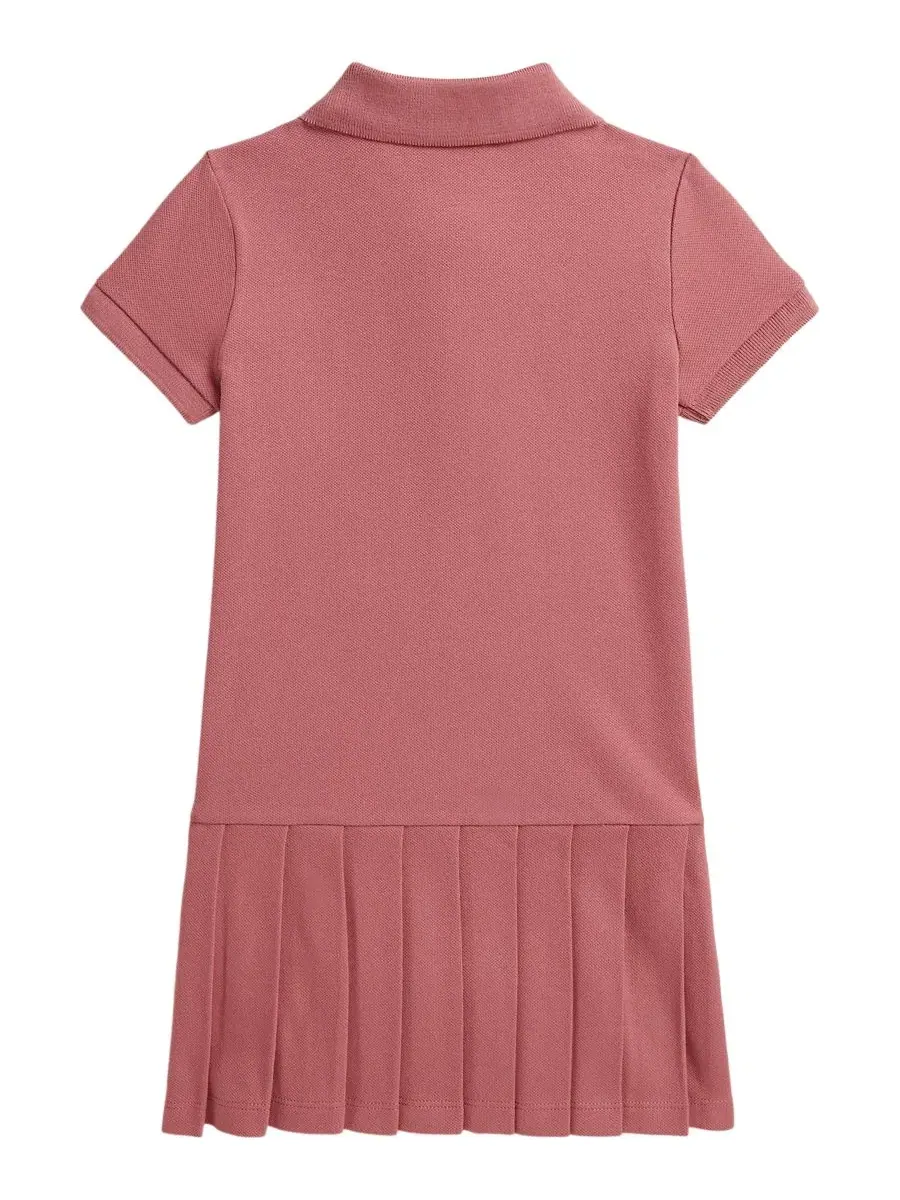 Платье-поло с плиссированной юбкой из стрейч-сетки Polo Ralph Lauren — изображение 2 из 3, розовый