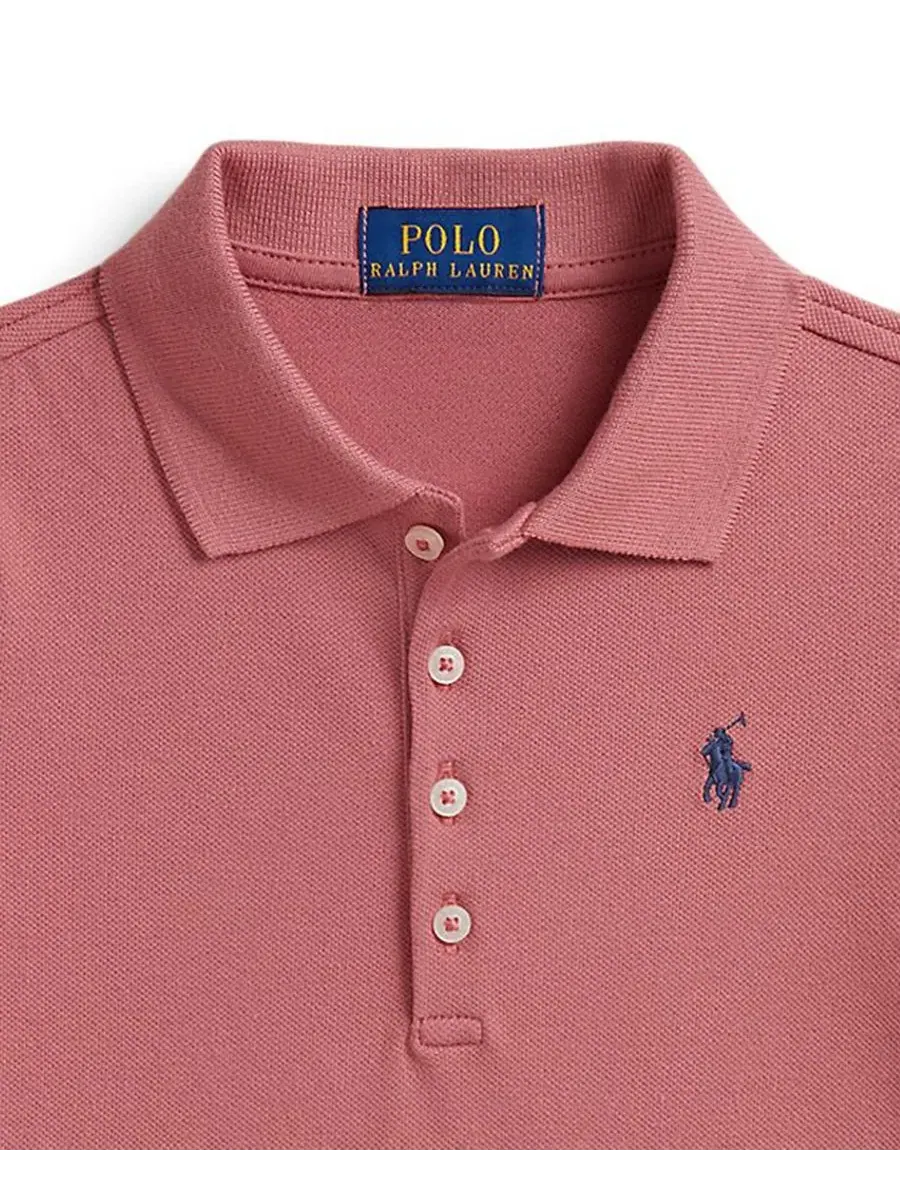 Платье-поло с плиссированной юбкой из стрейч-сетки Polo Ralph Lauren — изображение 3 из 3, розовый