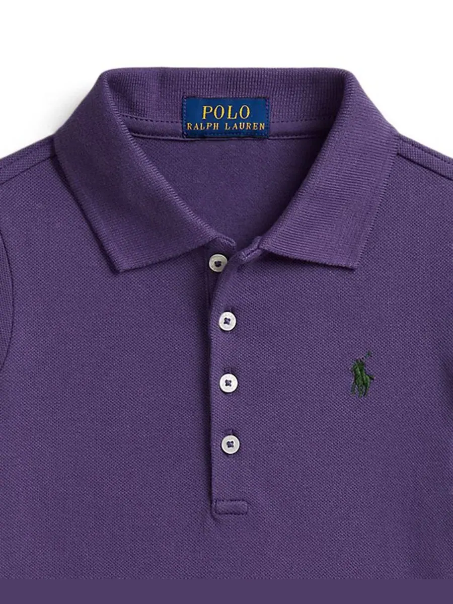 Платье-поло с плиссированной юбкой Polo Ralph Lauren — изображение 3 из 3, фиолетовый
