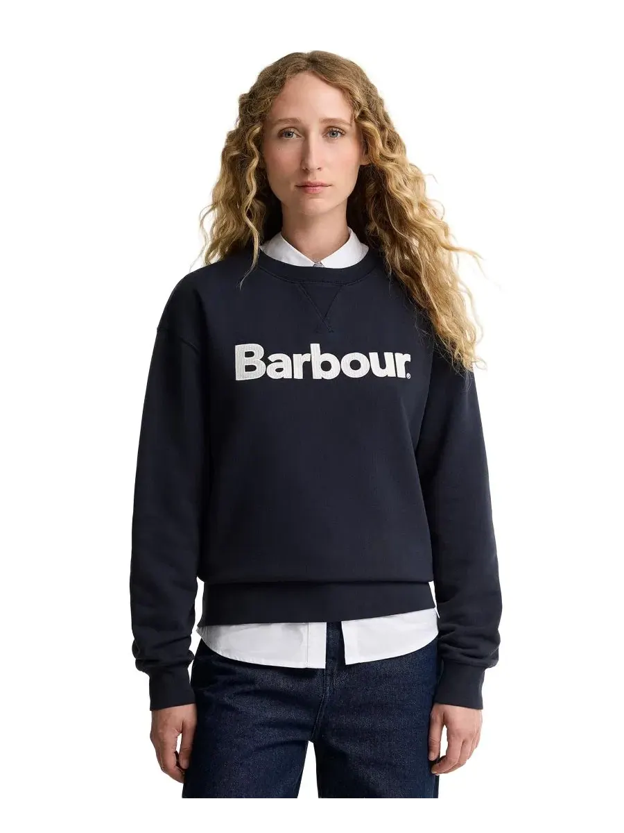 Свитшот с вышивкой Hartland Crewneck Long-Sleeve Embroidered-Graphic Barbour — изображение 1 из 5, темный темно-синий
