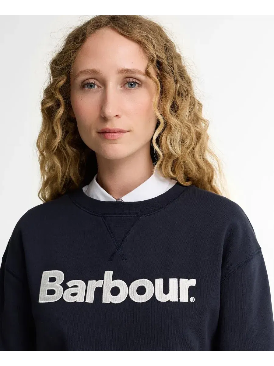 Свитшот с вышивкой Hartland Crewneck Long-Sleeve Embroidered-Graphic Barbour — изображение 3 из 5, темный темно-синий