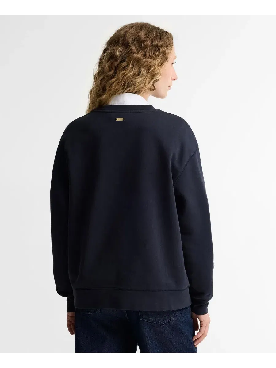 Свитшот с вышивкой Hartland Crewneck Long-Sleeve Embroidered-Graphic Barbour — изображение 4 из 5, темный темно-синий
